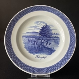 Royal Copenhagen/Aluminia Tranquebar, blå, tallerken 23cm nr. 11/946 motiv: Halvvejshøjen