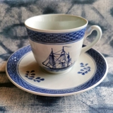 Royal Copenhagen/Aluminia  Tranquebar, blå, kaffekop med skib nr. 956, indhold 1,8 dl
