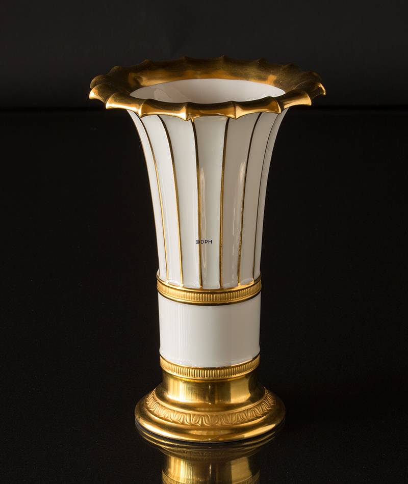 Hvid Hetsch vase med guld, Royal Copenhagen