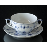 Musselmalet, riflet buillonkop MED låg nr. 1/2199 eller 106, indhold 33 cl., Royal Copenhagen