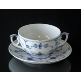 Musselmalet, riflet buillonkop MED låg nr. 1/2199 eller 106, indhold 33 cl., Royal Copenhagen