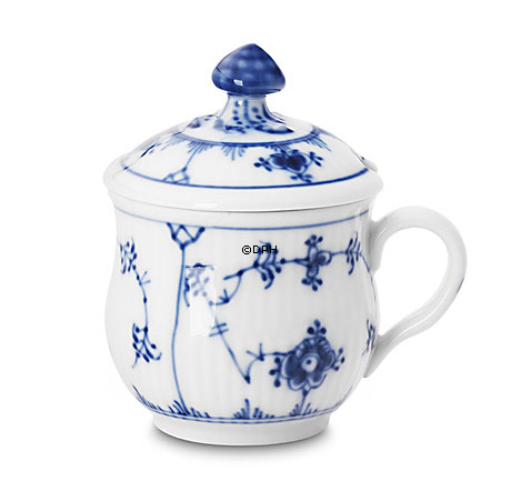 Musselmalet, riflet, Sennepskrukke med låg nr. 1/2364 eller 198, Royal Copenhagen