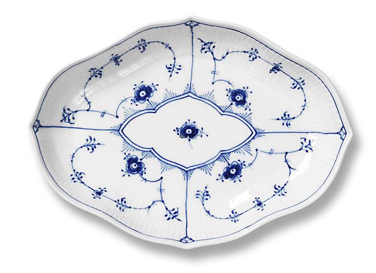 Musselmalet, riflet, aflang asiet nr. 1/147 eller 353, Royal Copenhagen 22cm