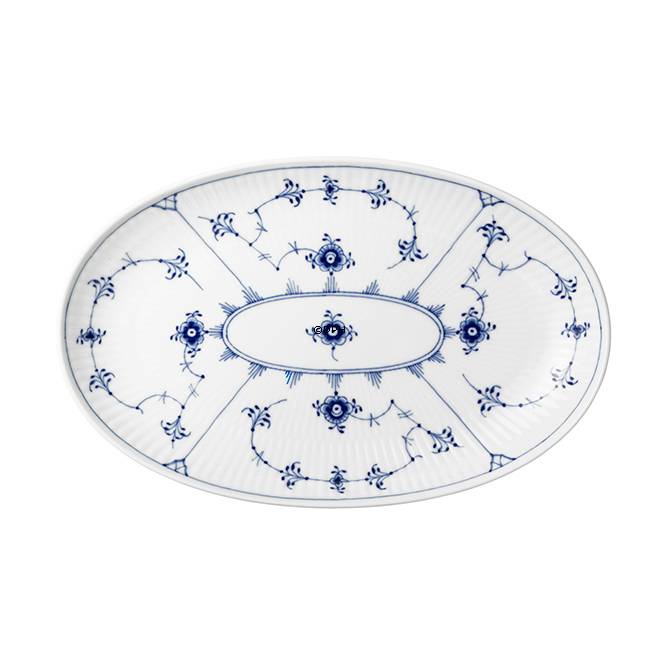 Musselmalet, riflet, oval asiet 23cm