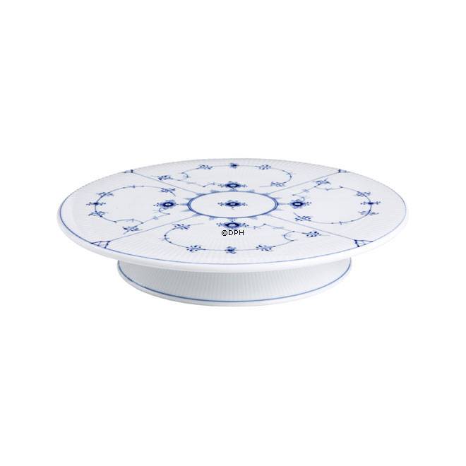 Musselmalet, riflet, fad på fod (lagkagefad), Royal Copenhagen 32cm