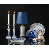 Blue Fluted, Plain, Candlestick, with Lion's Masks no. 1/15 or 503, Royal Copenhagen