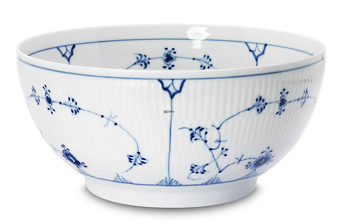 Musselmalet, riflet, stor salatskål, indhold 140 cl., Royal Copenhagen 24cm