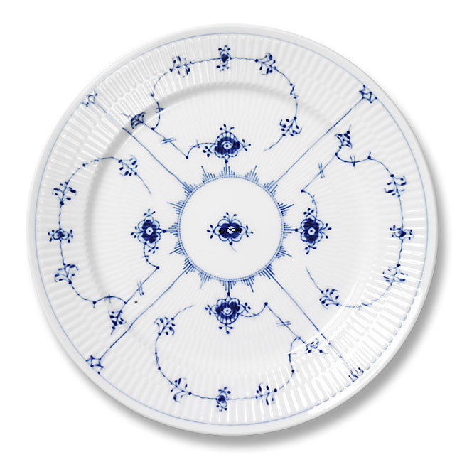 Musselmalet, riflet flad tallerken, Royal Copenhagen 19cm