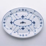 Blue Fluted, Plain, Flat oval Serving Dish 34cm