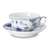 Blue Fluted, Half Lace, Tea Cup and saucer, capacity 20 cl., Royal Copenhagen