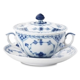 Blue Fluted, Half Lace, Soup Cup with lid, capacity 35 cl., Royal Copenhagen