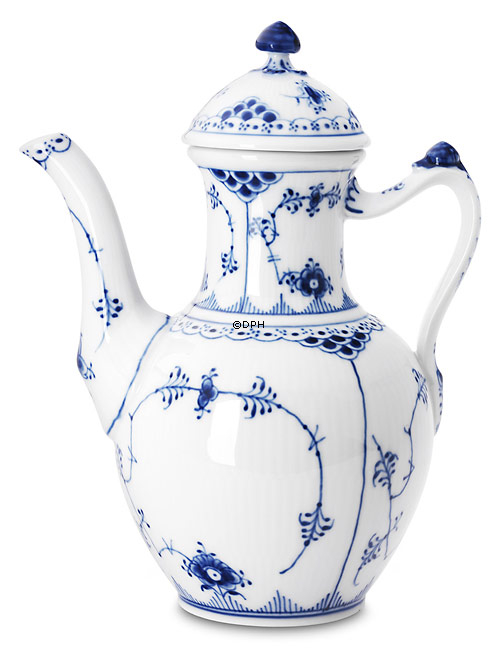 Musselmalet halvblonde kaffekande, indhold 100 cl., Royal Copenhagen