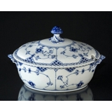 Musselmalet halvblonde terrin med låg, indhold 200 cl., Royal Copenhagen