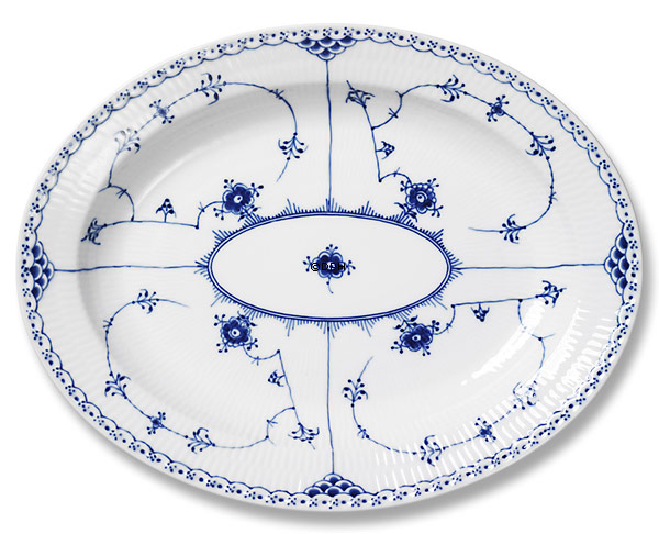 Musselmalet halvblonde oval fad 37 cm, Royal Copenhagen