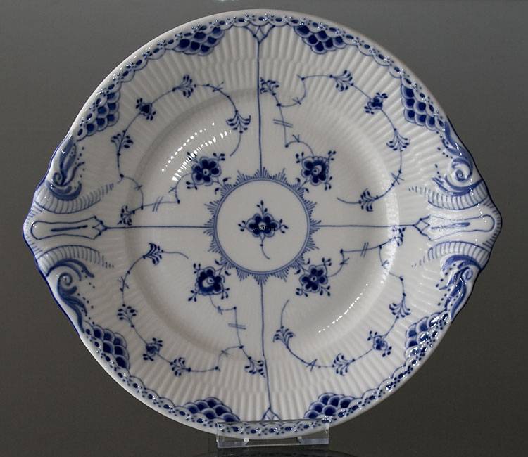 Musselmalet halvblonde rundt kagefad nr. 1/666 eller 422, Royal Copenhagen 31cm