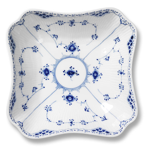Musselmalet halvblonde firkantet salatskål, indhold 80 cl., Royal Copenhagen 21cm