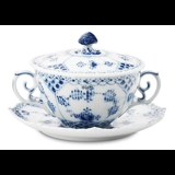 Blue Fluted, Full Lace, Soup cup with Lid no. 1/1228 or 106, capacity 35 cl., Royal Copenhagen