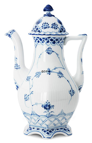 Musselmalet, helblonde, stor kaffekande nr. 1/1202 eller 126, Rummer 1,3 liter, Royal Copenhagen