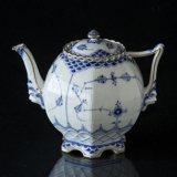 Blue Fluted, Full Lace, Tea Pot with Golden Rim, Royal Copenhagen