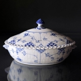 Blue Fluted, Full Lace, oval Dish with Cover no. 1/1129 or 172, Royal Copenhagen