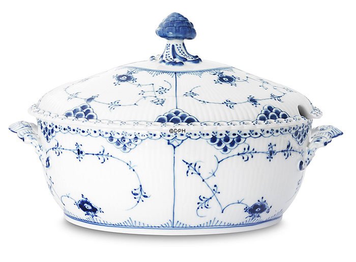 Musselmalet helblonde terrin med låg nr. 1/1109 eller 181, indhold 200 cl., Royal Copenhagen