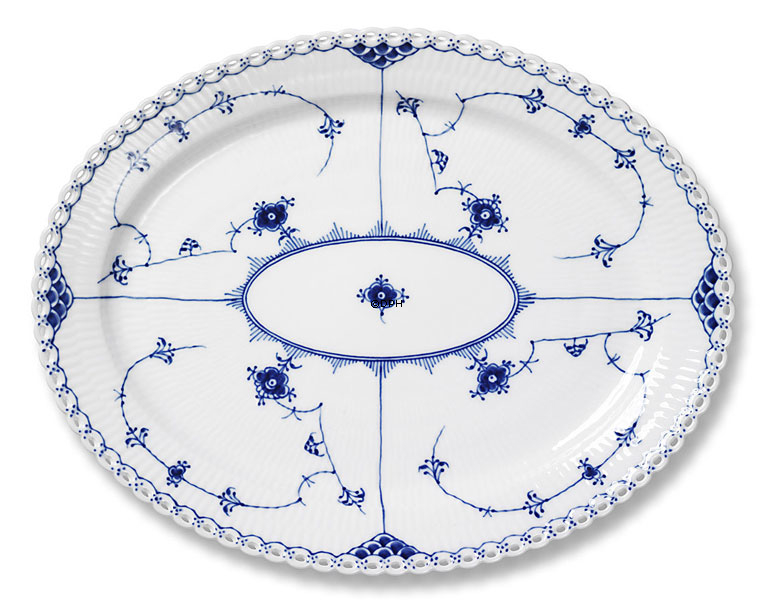 Musselmalet, helblonde, oval fad nr. 1/1147 eller 374, Royal Copenhagen 30cm