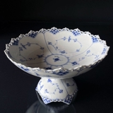 Musselmalet helblonde kagefad på høj fod, Royal Copenhagen 29cm