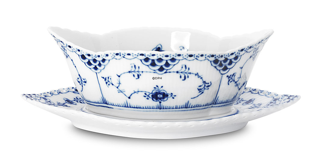 Musselmalet, helblonde, sauceskål m/fod nr. 1/1105 eller 563, Royal Copenhagen