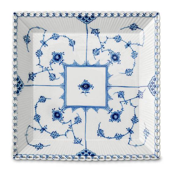 Musselmalet helblonde, firkantet fad nr. 714, Royal Copenhagen 14cm