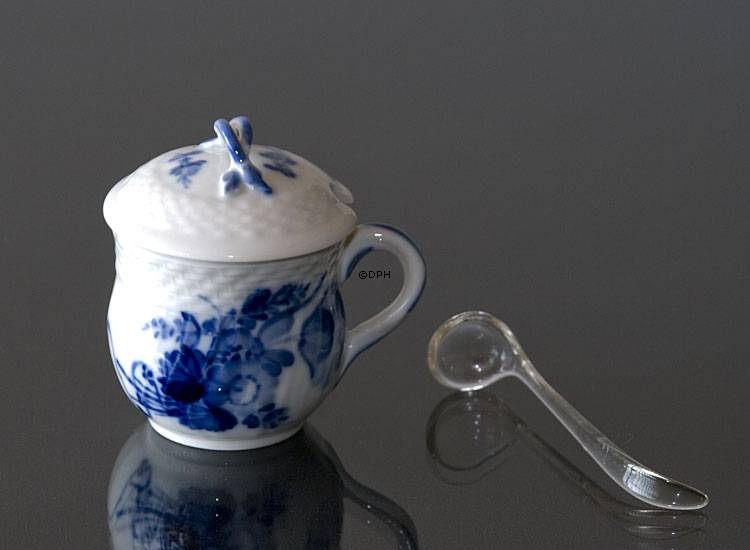 Blå Blomst, svejfet, Senneps-krukke nr. 10/1594 eller 198, Royal Copenhagen