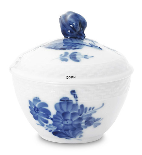 Blå Blomst, flettet, lille sukkerskål med låg nr. 10/8081 eller 153, Royal Copenhagen