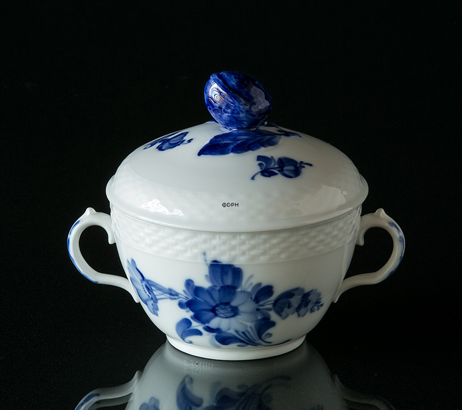 Blå Blomst, flettet, stor sukkerskål med låg nr. 10/8142 eller 159, Royal Copenhagen