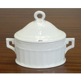 White Fan sugar bowl with lid, capacity 17 cl. Royal Copenhagen Nos. 161 and 160