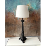 Rund cylinderformet lampeskærm 21 cm i højden, off white hørstof