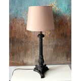 Rund cylinderformet lampeskærm 22 cm i højden, lys brun bomuld stof