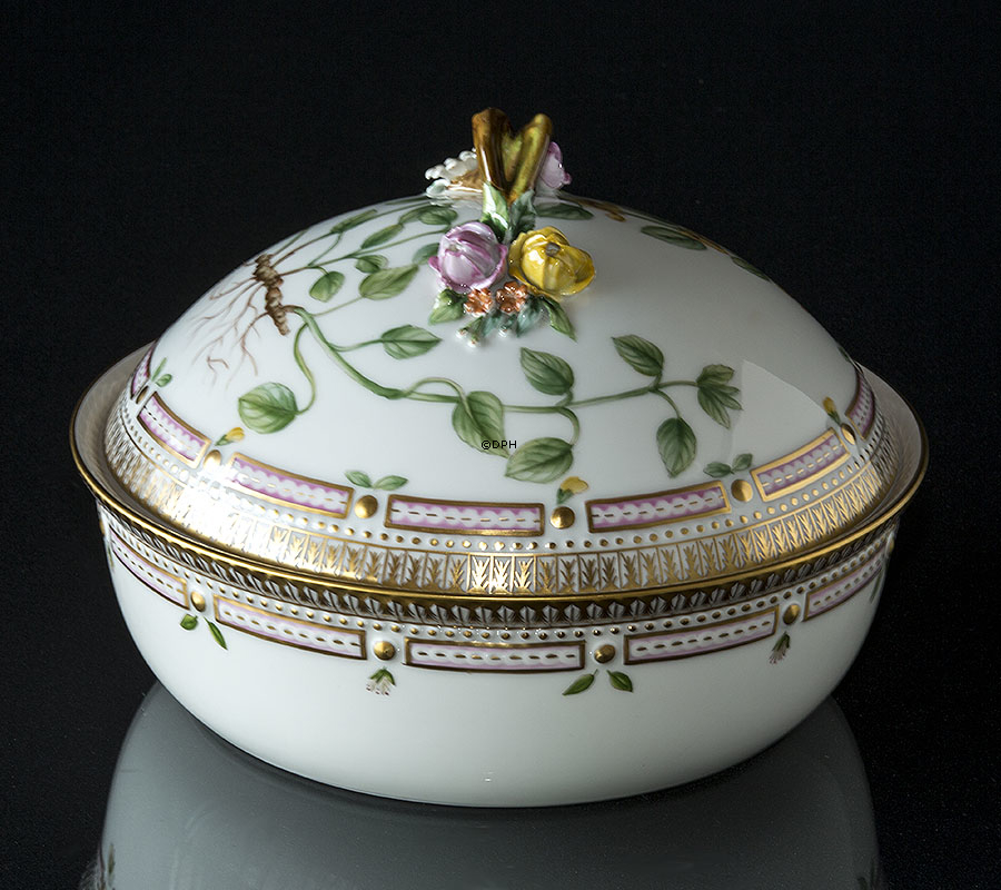 Flora Danica lågfad rundt, indhold 180 cl, bredde 240 mm, Royal Copenhagen