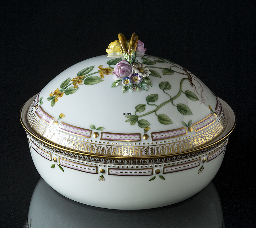 Flora Danica lågfad rundt, indhold 180 cl, bredde 240 mm, Royal Copenhagen