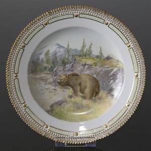 Fauna Danica flad tallerken med bjørn, Royal Copenhagen | Nr. 1141624-11 | DPH Trading