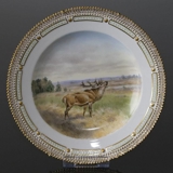 Fauna Danica flad tallerken med kronvildt, Royal Copenhagen