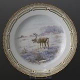 Fauna Danica Jagtstellet flad tallerken med rensdyr, Royal Copenhagen