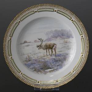 Fauna Danica Jagtstellet flad tallerken med rensdyr, Royal Copenhagen | Nr. 1141624-5 | DPH Trading