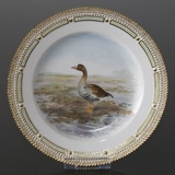 Fauna Danica Jagtstellet, Fugle flad tallerken med blisgås, Royal Copenhagen