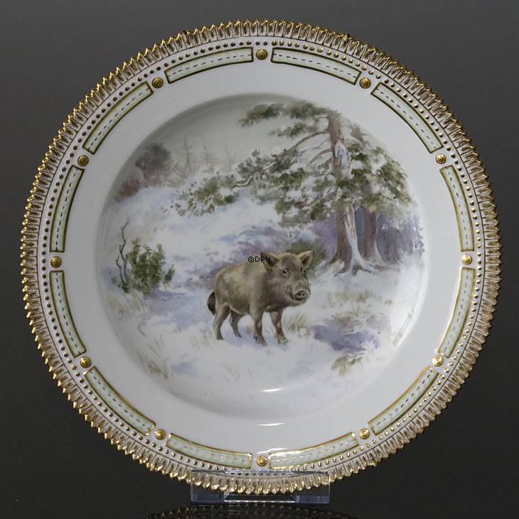 Fauna Danica Jagtstellet flad tallerken med vildsvin, Royal Copenhagen