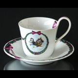 1989 Jingle Bells high handle cup with saucer, Royal Copenhagen