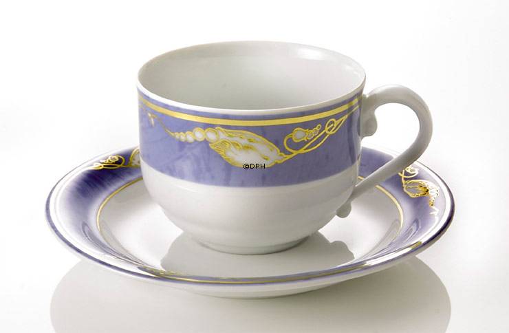 Magnolia, Blå med Guld, expresso kaffekop ø7cm og underkop nr. 060 + 061, indhold 16 cl, Royal Copenhagen