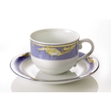 Magnolia, Blue with Gold, expresso Coffee Cup ø 7cm and Saucer  no. 060 + 061,capacity 16 cl, Royal Copenhagen