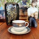 Magnolia, Grå med Guld, Kaffe kop og underkop nr. 071, indhold 19 cl, Royal Copenhagen