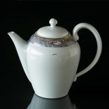 Magnolia, Grey with Gold, Large Tea or Coffee Pot no. 126, capacity 125 cl, Royal Copenhagen