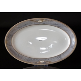 Magnolia, Grey with Gold, Oval Serving Dish no. 374 33 cm., Royal Copenhagen