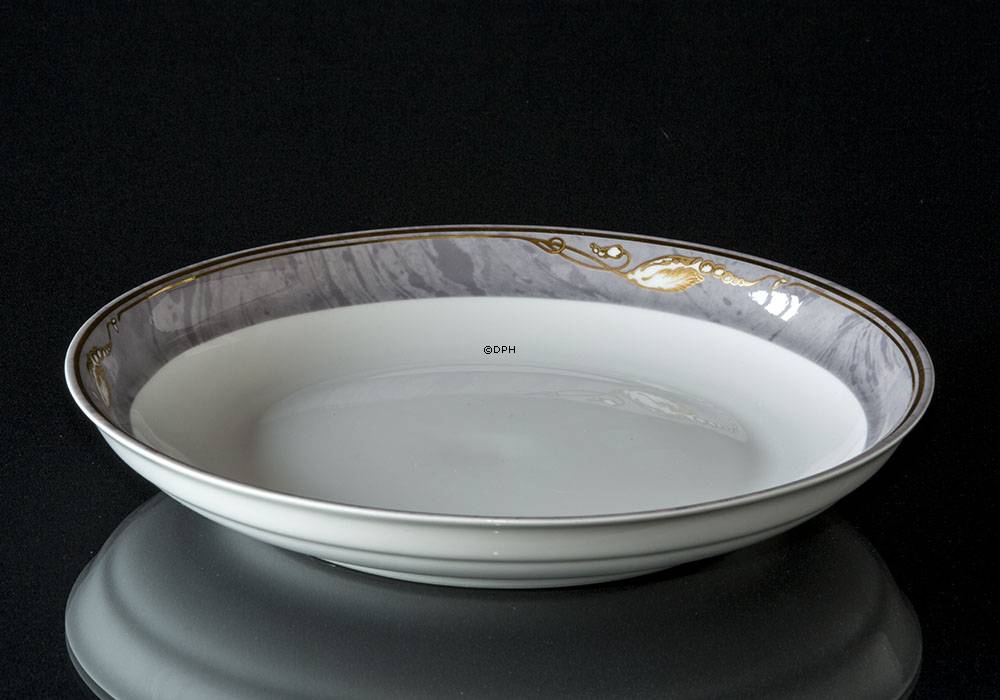 Magnolia, Grå med Guld, kagefad nr. 422 25 cm, Royal Copenhagen